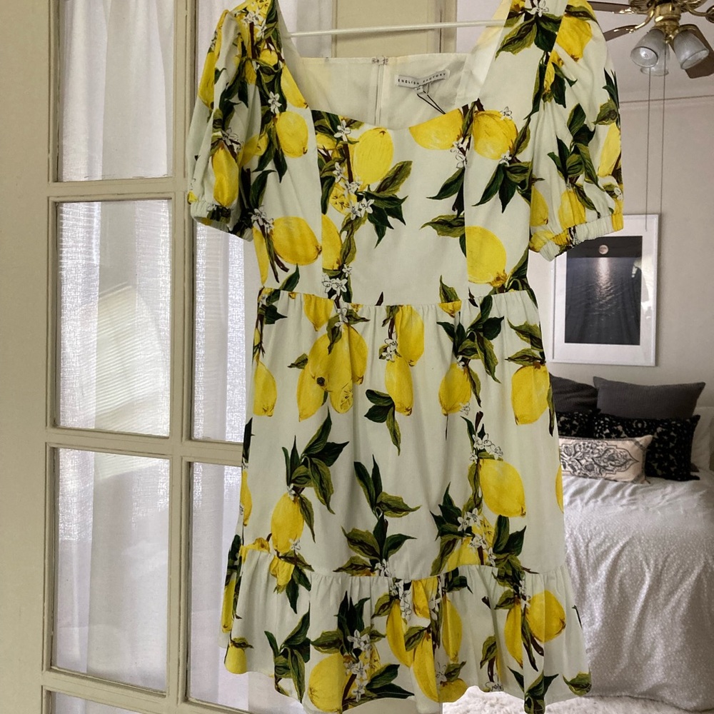 English Factory Lemon Print Mini Dress